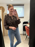 Blouse marron à fleur