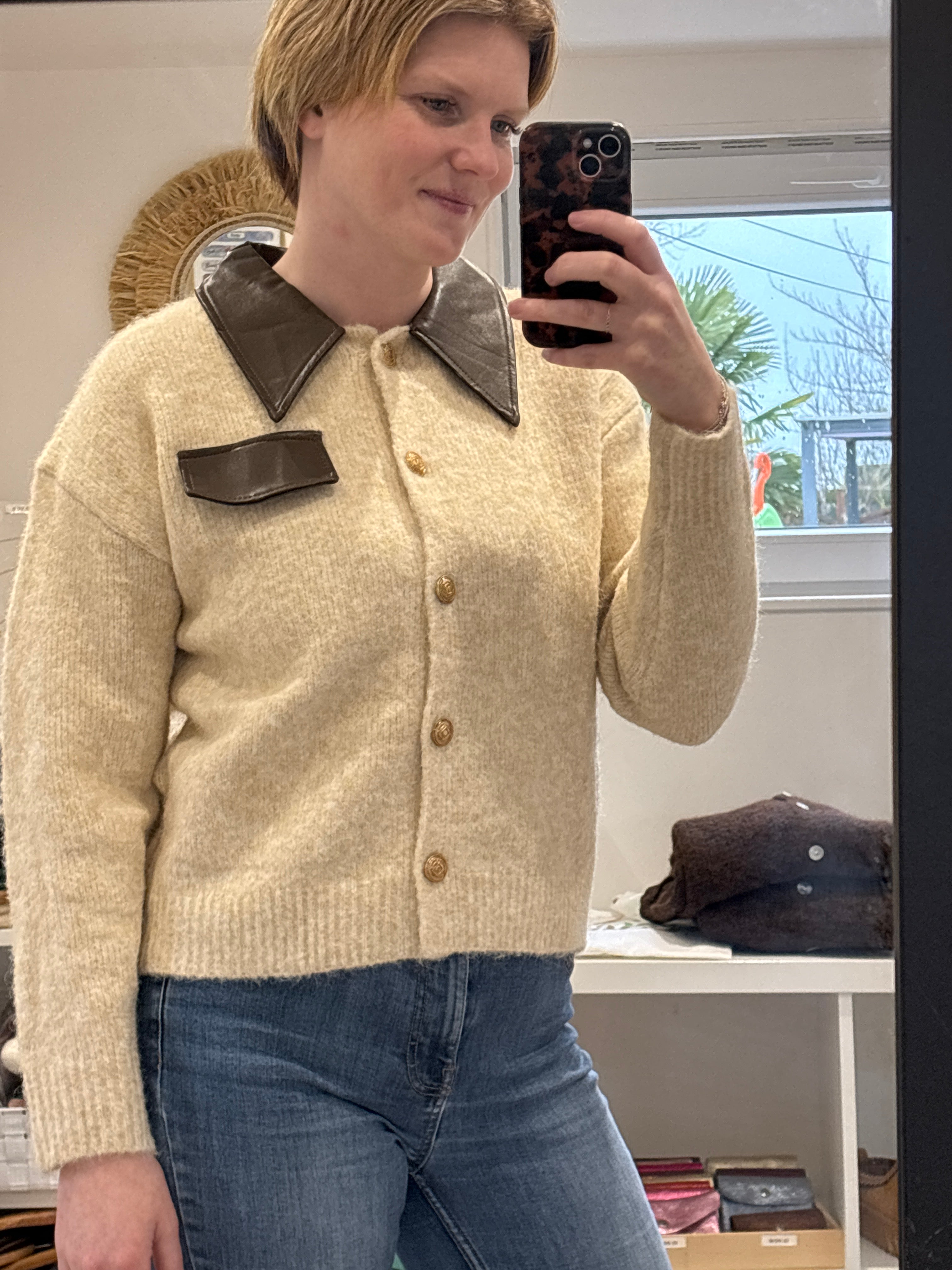 Pull à col - Beige