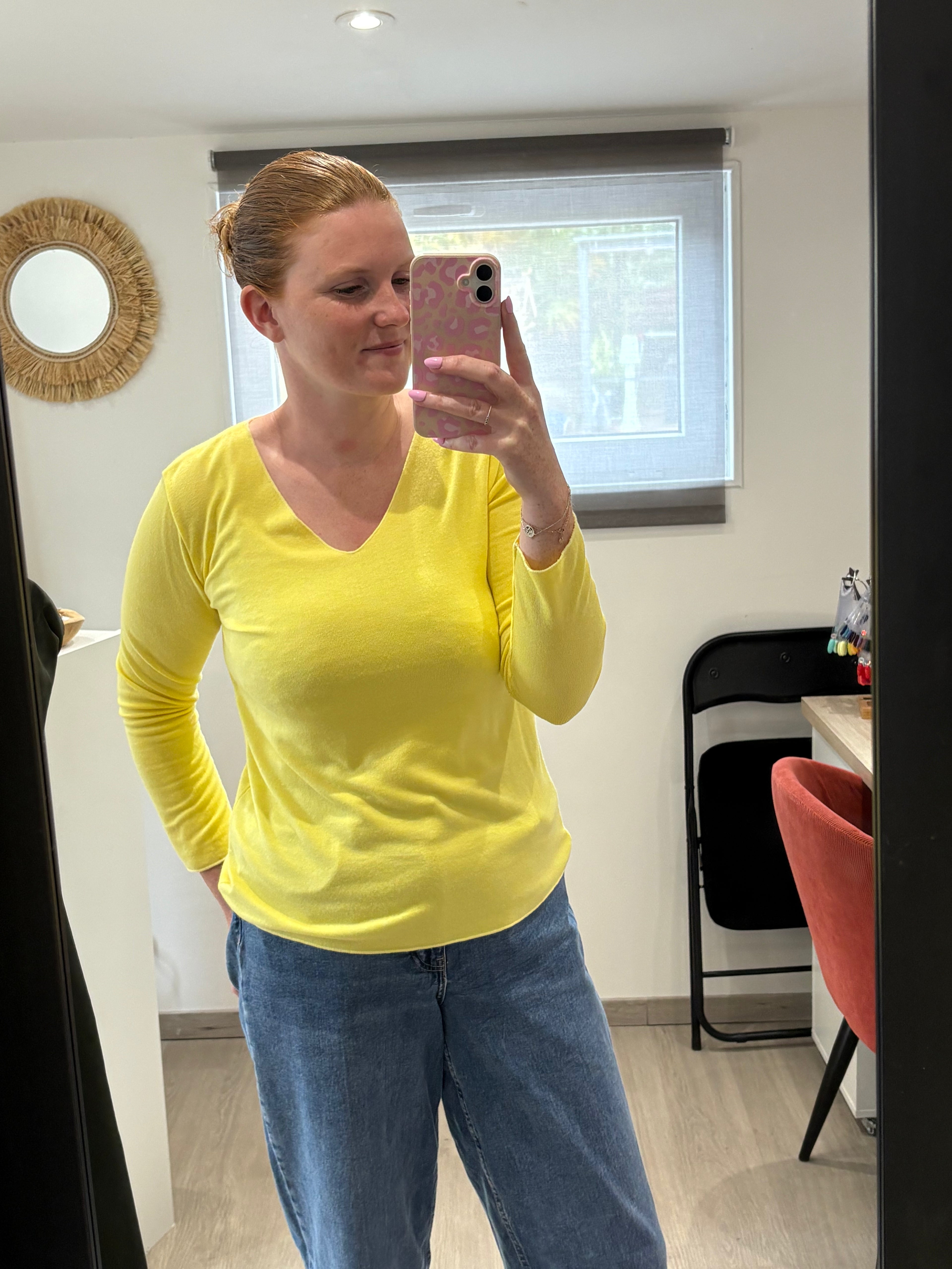 Pull maille jaune